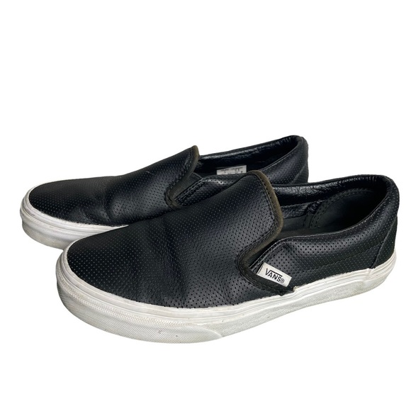 Vans Perf Black Leather Slip On Perforated  Unisex Shoes US Men 5 US Woman 6.5 - Picture 13 of 15